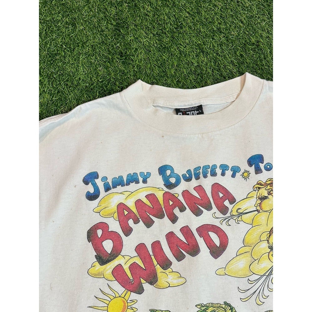 Vintage Jimmy Buffett Banana Wind 1997 Tour T Shirt Large White Giant Tag Band - Picture 8 of 16